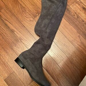 Over-the-Knee Suede Stretch Boot - Gray